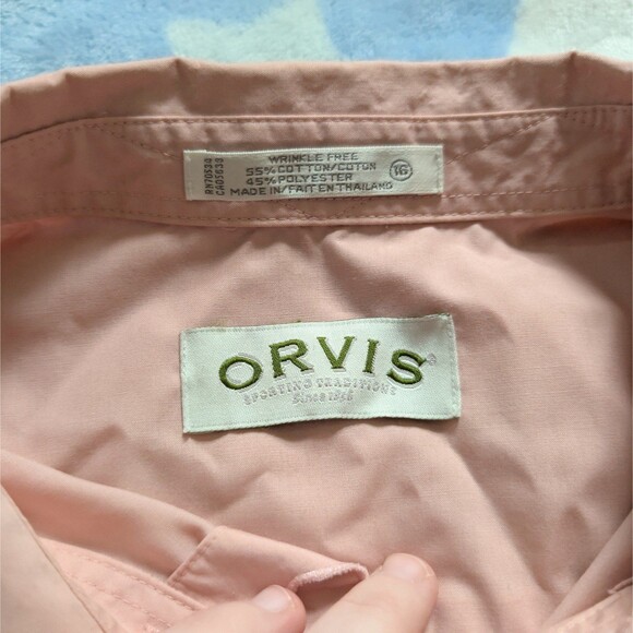 Orvis Pink Scalloped Long Sleeve Blouse Size 16 - Picture 3 of 4
